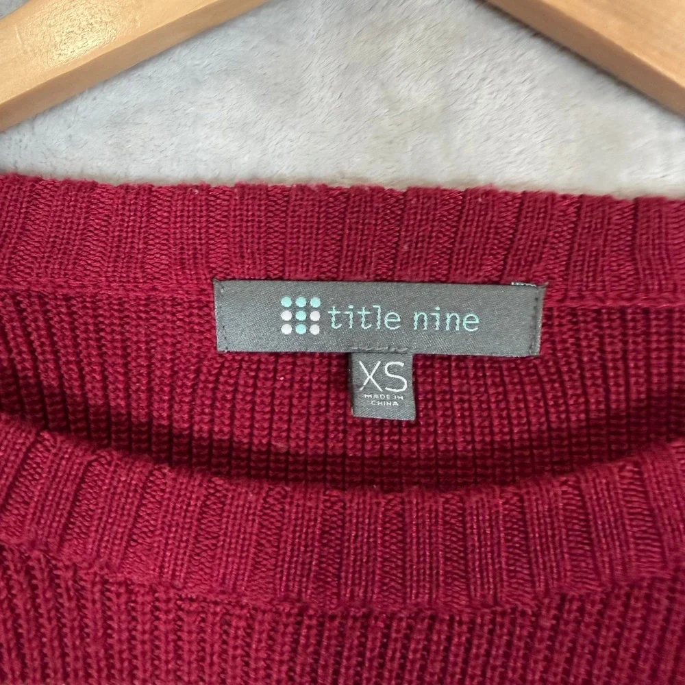 Title Nine Womens Offsite Striped Crew Neck Sweater Pink‎ Burgundy XS Outdoor